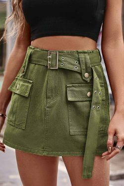 Y2K Aesthetic Cargo Skirt with Multi Pocket Design for Women's Fashion