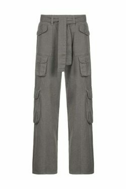 Y2K Aesthetic Cargo Skirt with Multi Pockets in Gray - Coquette Fashion for Women