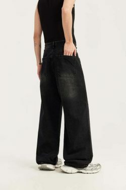 Y2K Aesthetic Cargo Skirt with Pierced Relaxed Fit Jeans