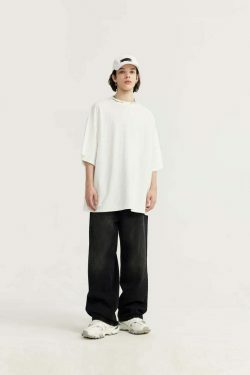 Y2K Aesthetic Cargo Skirt with Pierced Relaxed Fit Jeans