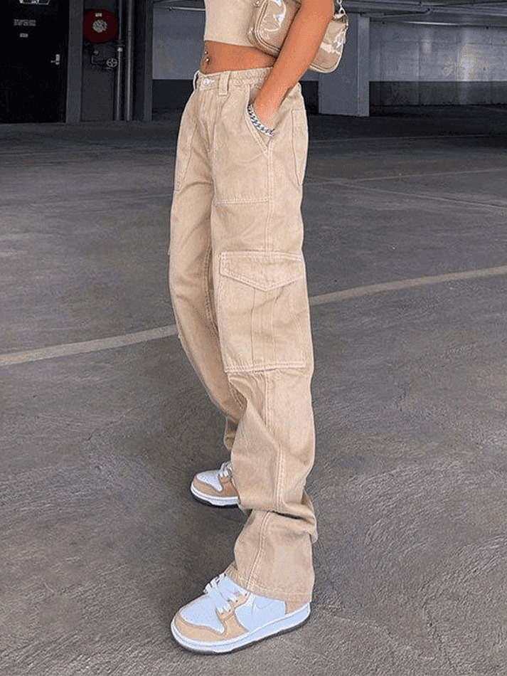 Y2K Aesthetic Cargo Skirt with Pocket Detail for Women - Coquette Grunge Style Y2K Aesthetic Cargo Skirt with Pocket Detail for Women - Coquette Grunge Style