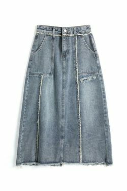 Y2K Aesthetic Cargo Skirt with Raw Edge Patchwork Detail - Coquette Fashion for Women