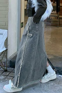 Y2K Aesthetic Cargo Skirt with Raw Edge Patchwork Detail - Coquette Fashion for Women