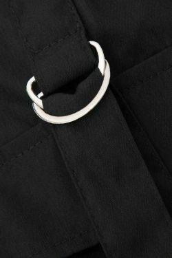 Y2K Aesthetic Cargo Skirt with Side Pockets - Coquette & Grunge Style Drawstring Pants