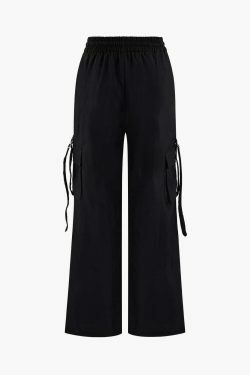 Y2K Aesthetic Cargo Skirt with Side Pockets - Coquette & Grunge Style Drawstring Pants