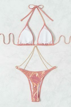 Y2K Aesthetic Chain One-Piece Tether Sexy Backless Beach Bikini