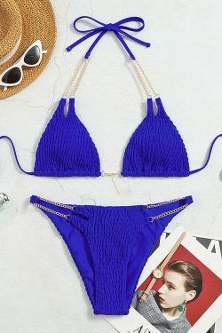 Y2K Aesthetic Chain Sexy Backless Bikini with Cable Detail