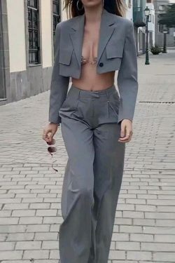 Y2K Aesthetic Chain Suit: Cargo Skirt & Short Shirt Set for Women - Coquette Grunge Fashion