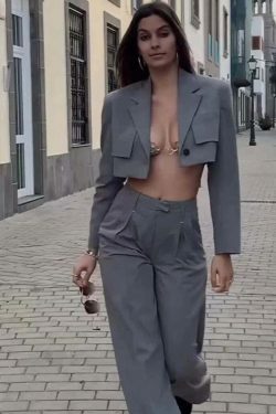 Y2K Aesthetic Chain Suit: Cargo Skirt & Short Shirt Set for Women - Coquette Grunge Fashion