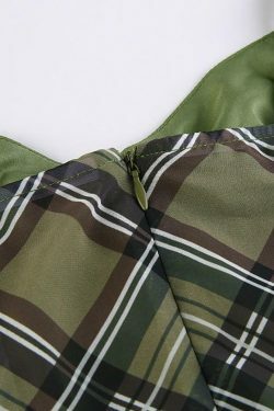 Y2K Aesthetic Checkered Mini Dress for Women - Coquette Style Grunge Fashion with Pastel Goth Vibes