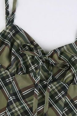 Y2K Aesthetic Checkered Mini Dress for Women - Coquette Style Grunge Fashion with Pastel Goth Vibes