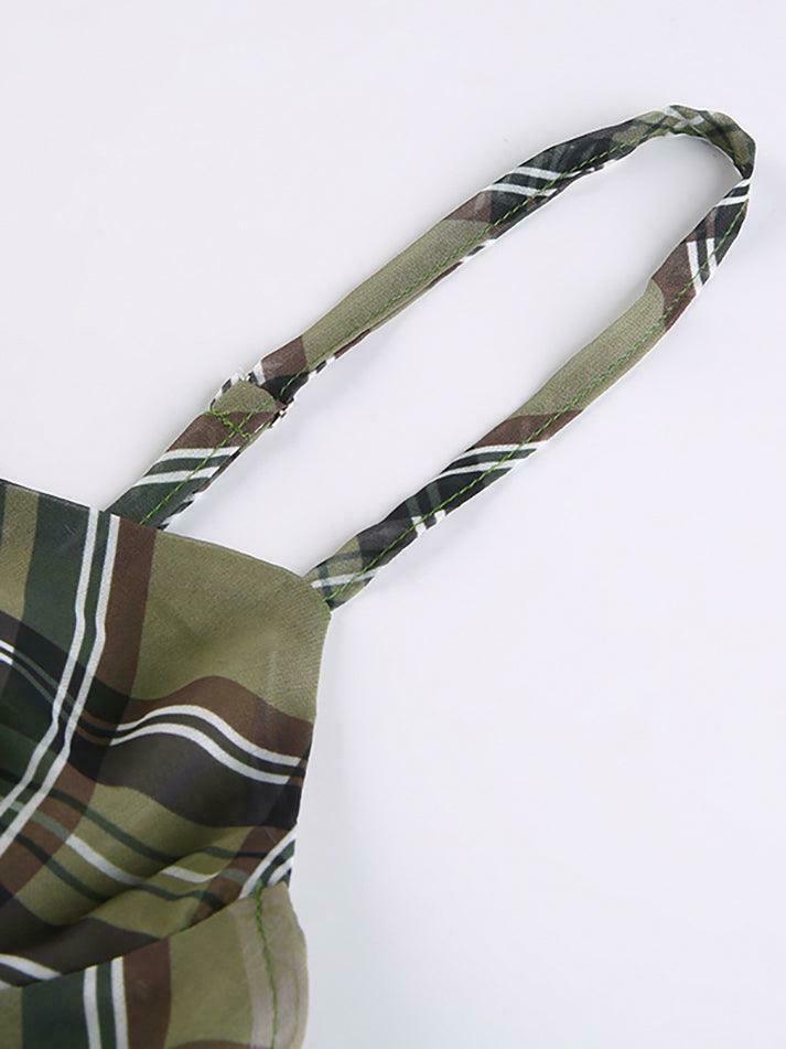 Y2K Aesthetic Checkered Mini Dress for Women - Coquette Style Grunge Fashion with Pastel Goth Vibes