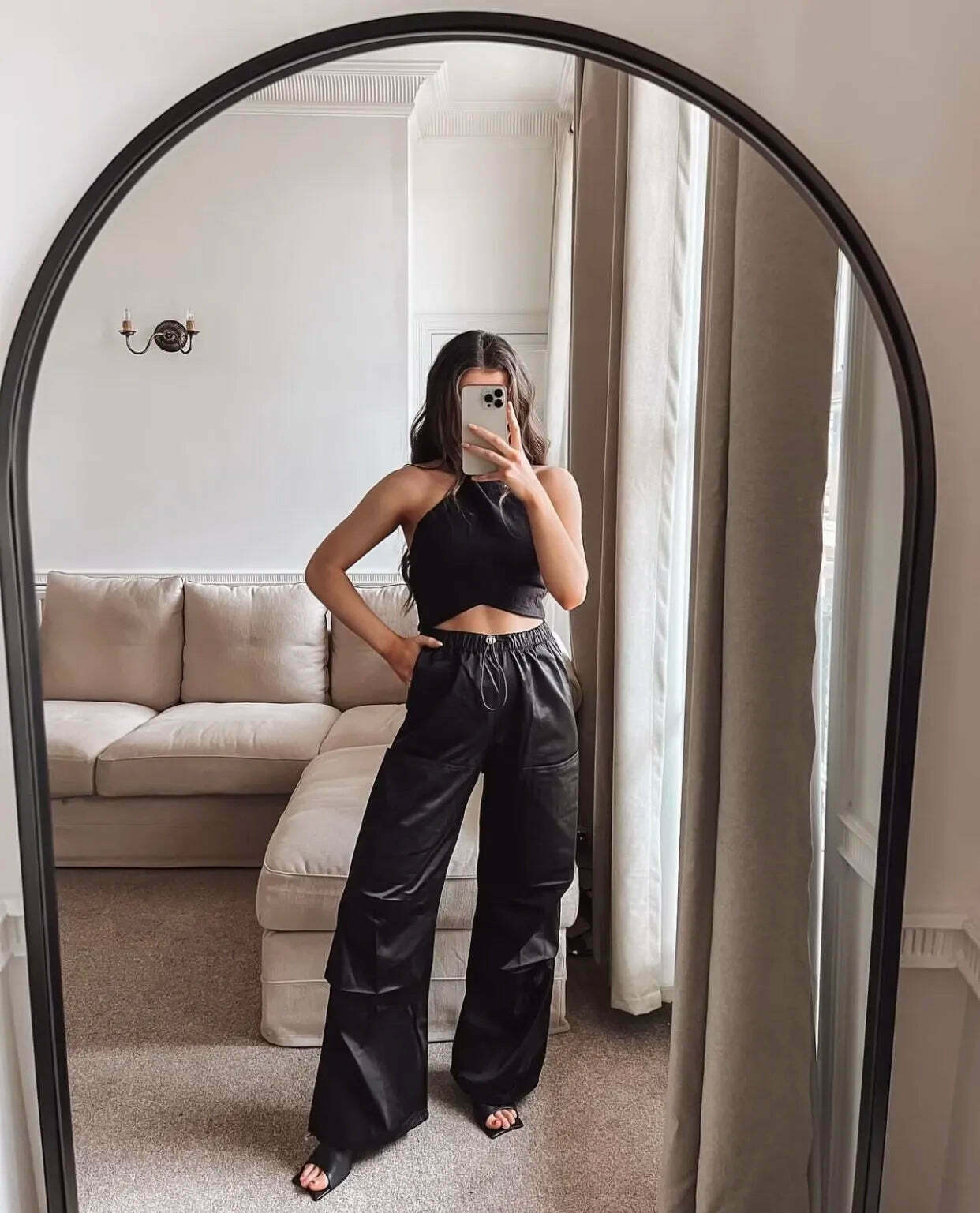 Y2K Aesthetic Chic Cascade Backless Halter Top for Women - Coquette Style Grunge Fashion Y2K Aesthetic Chic Cascade Backless Halter Top for Women - Coquette Style Grunge Fashion