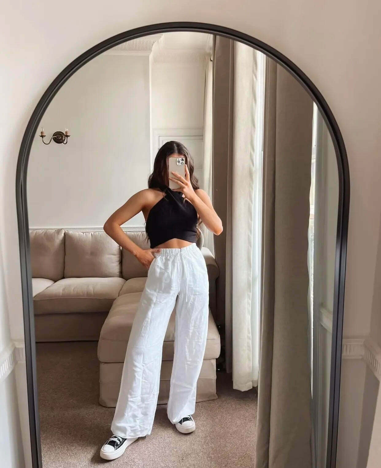 Y2K Aesthetic Chic Cascade Backless Halter Top for Women - Coquette Style Grunge Fashion Y2K Aesthetic Chic Cascade Backless Halter Top for Women - Coquette Style Grunge Fashion