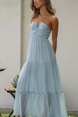 Y2K Aesthetic Chiffon Dress - Coquette Style with Pastel Goth & Grunge