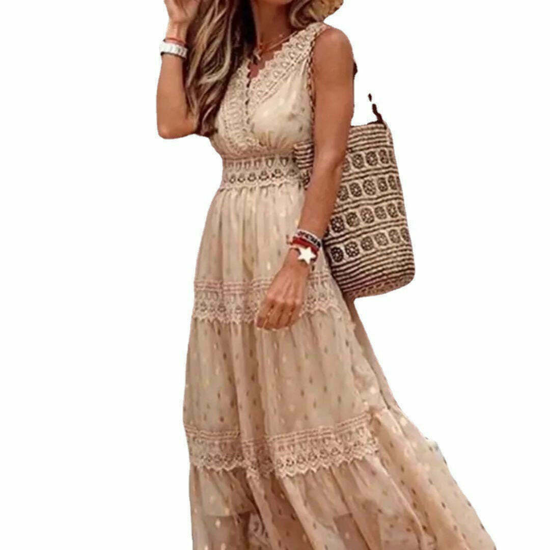 Y2K Aesthetic Chiffon Spliced Midi Dress for Women - Coquette Style Summer Outfit Y2K Aesthetic Chiffon Spliced Midi Dress for Women - Coquette Style Summer Outfit