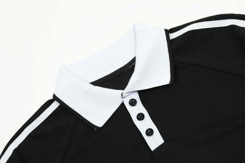 Y2K Aesthetic Circle Sports Polo Tee for Women - Coquette Grunge Style with Pastel Goth Vibes Y2K Aesthetic Circle Sports Polo Tee for Women - Coquette Grunge Style with Pastel Goth Vibes