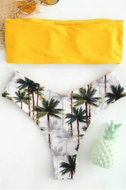 Y2K Aesthetic Coconut Print Bikini Set for Women - Grunge Style Swimwear with Coquette Vibes