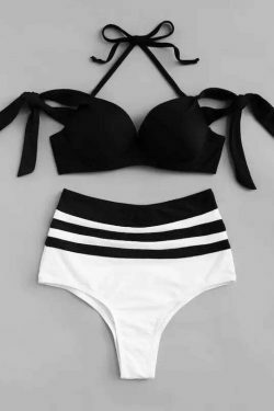 Y2K Aesthetic Color Block Bikini Set - Coquette Grunge Fashion & Pastel Goth Vibes