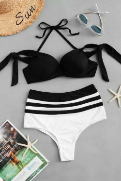 Y2K Aesthetic Color Block Bikini Set - Coquette Grunge Fashion & Pastel Goth Vibes