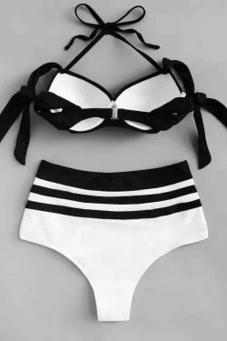 Y2K Aesthetic Color Block Bikini Set - Coquette Grunge Fashion & Pastel Goth Vibes