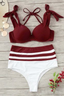 Y2K Aesthetic Color Block Bikini Set - Coquette Grunge Fashion & Pastel Goth Vibes