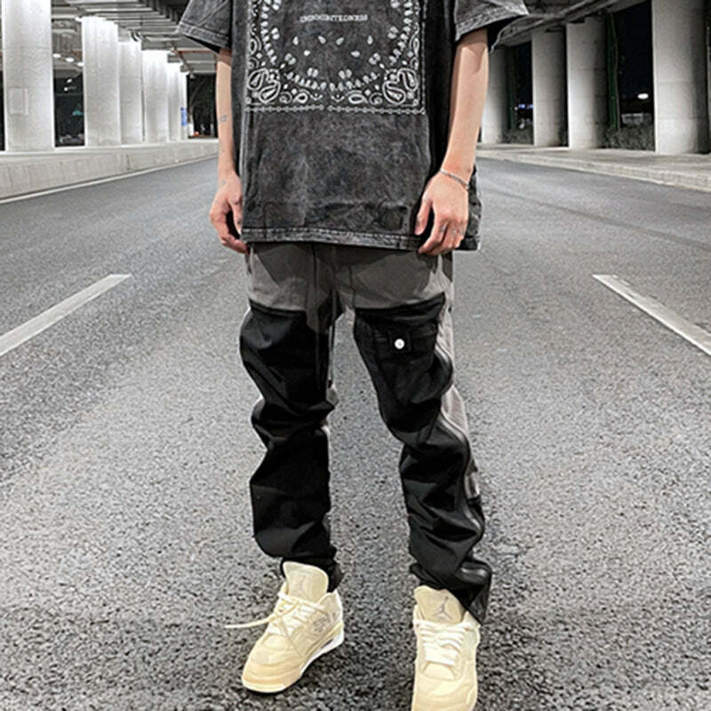 Y2K Aesthetic Color Block Cargo Skirt - Coquette & Grunge Style Women's Fashion