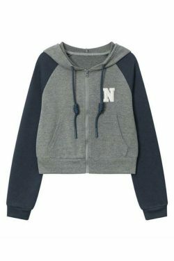 Y2K Aesthetic Color Block Embroidered Oversized Hoodie