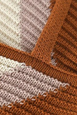 Y2K Aesthetic Color Block Knit Dress with Openwork Detail