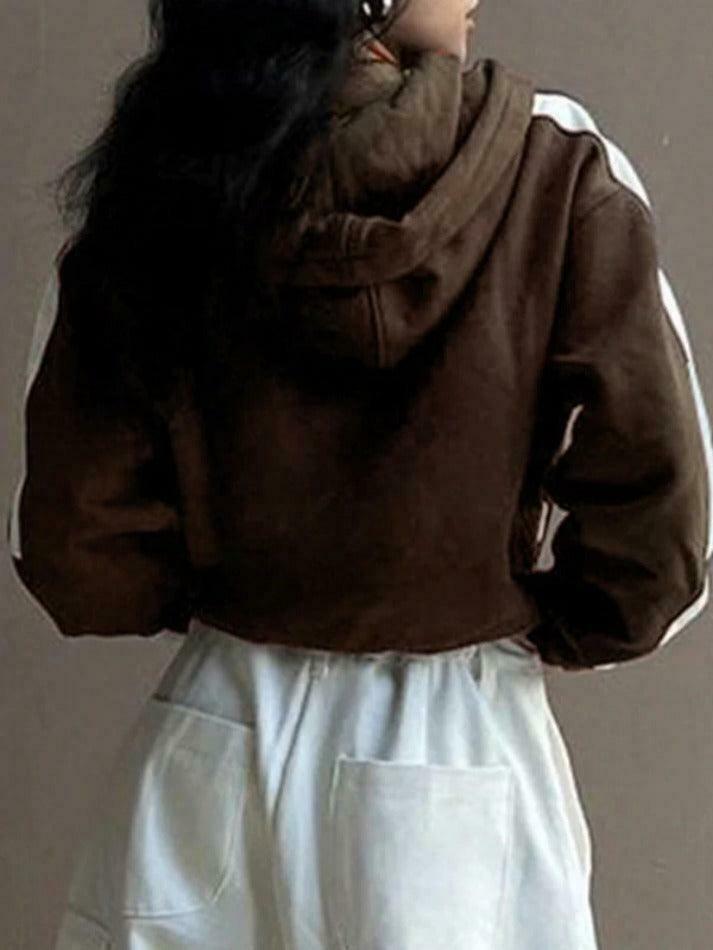 Y2K Aesthetic Color Block Splice Print Oversized Hoodie