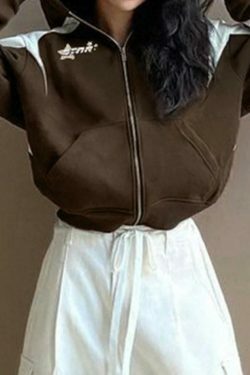 Y2K Aesthetic Color Block Splice Print Oversized Hoodie