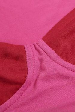 Y2K Aesthetic Color Block Square Neck Cropped Long Sleeve Tee