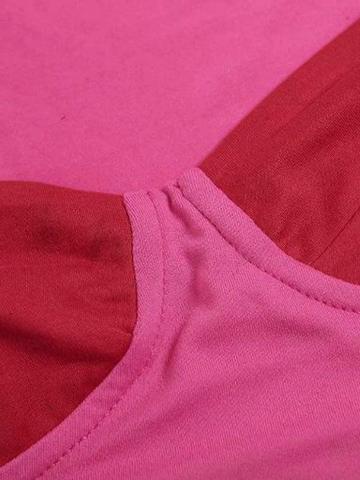 Y2K Aesthetic Color Block Square Neck Cropped Long Sleeve Tee Y2K Aesthetic Color Block Square Neck Cropped Long Sleeve Tee