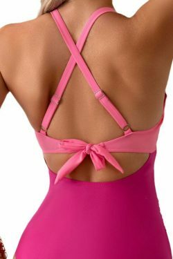 Y2K Aesthetic Color Matching Pleated Backless Bikini for Niche Women Fashion