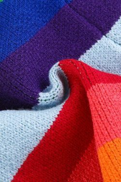 Y2K Aesthetic Colorblock Knitted Set for Women - Coquette & Grunge Style Outfit