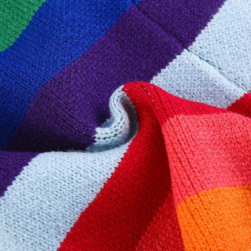 Y2K Aesthetic Colorblock Knitted Set for Women - Coquette & Grunge Style Outfit Y2K Aesthetic Colorblock Knitted Set for Women - Coquette & Grunge Style Outfit