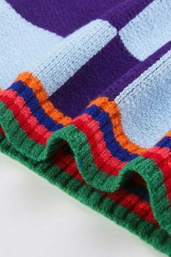 Y2K Aesthetic Colorblock Knitted Set for Women - Coquette & Grunge Style Outfit