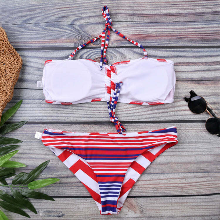 Y2K Aesthetic Colorful Striped Bikini Set for Niche Women Fashion