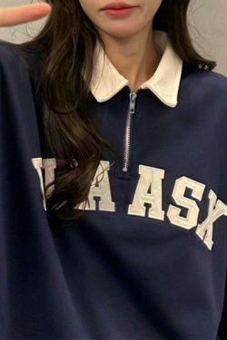 Y2K Aesthetic Contrast Color Embroidery Hoodie with Kangaroo Pocket