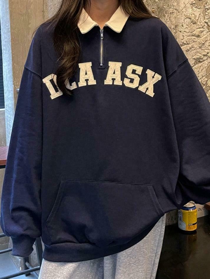 Y2K Aesthetic Contrast Color Embroidery Hoodie with Kangaroo Pocket Y2K Aesthetic Contrast Color Embroidery Hoodie with Kangaroo Pocket