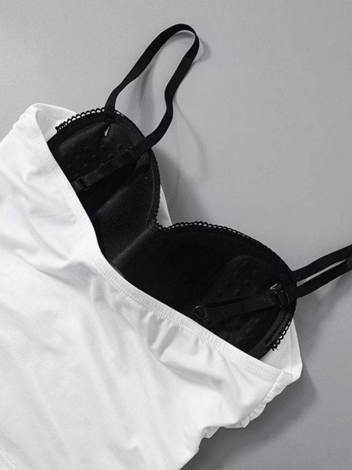 Y2K Aesthetic Contrast Color Pleat Cami Top - Coquette & Grunge Style Women's Fashion Y2K Aesthetic Contrast Color Pleat Cami Top - Coquette & Grunge Style Women's Fashion