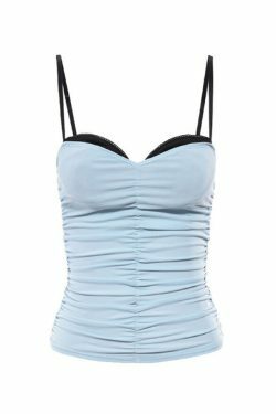 Y2K Aesthetic Contrast Color Pleat Cami Top - Coquette & Grunge Style Women's Fashion