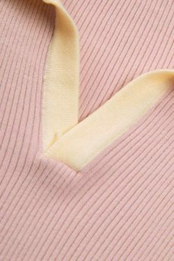 Y2K Aesthetic Contrast Color Polo Neck Knit Sweater