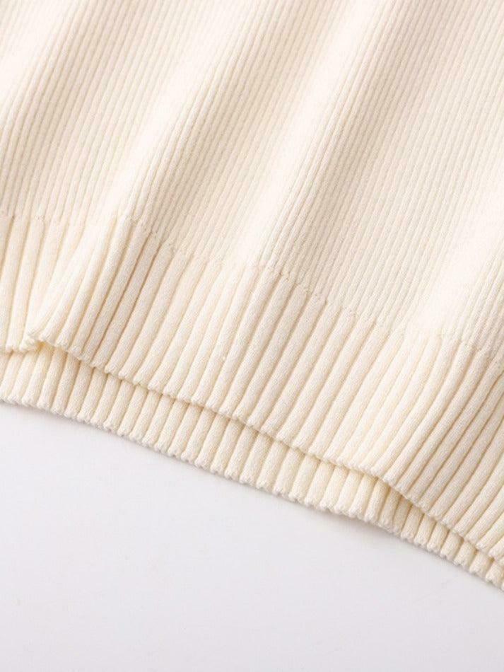 Y2K Aesthetic Contrast Color Polo Neck Knit Sweater