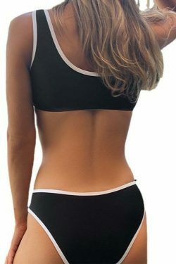 Y2K Aesthetic Contrast Piping Padded Bralette Bikini Set - Coquette Fashion for Women