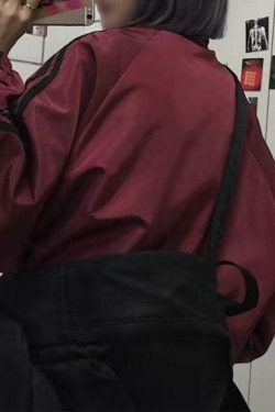 Y2K Aesthetic Contrast Stripe Zip Up Jacket - Coquette Grunge Fashion & Pastel Goth Vibes