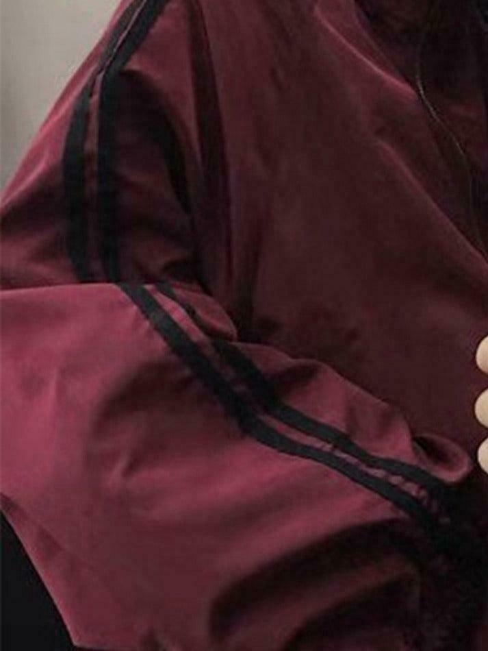 Y2K Aesthetic Contrast Stripe Zip Up Jacket - Coquette Grunge Fashion & Pastel Goth Vibes Y2K Aesthetic Contrast Stripe Zip Up Jacket - Coquette Grunge Fashion & Pastel Goth Vibes