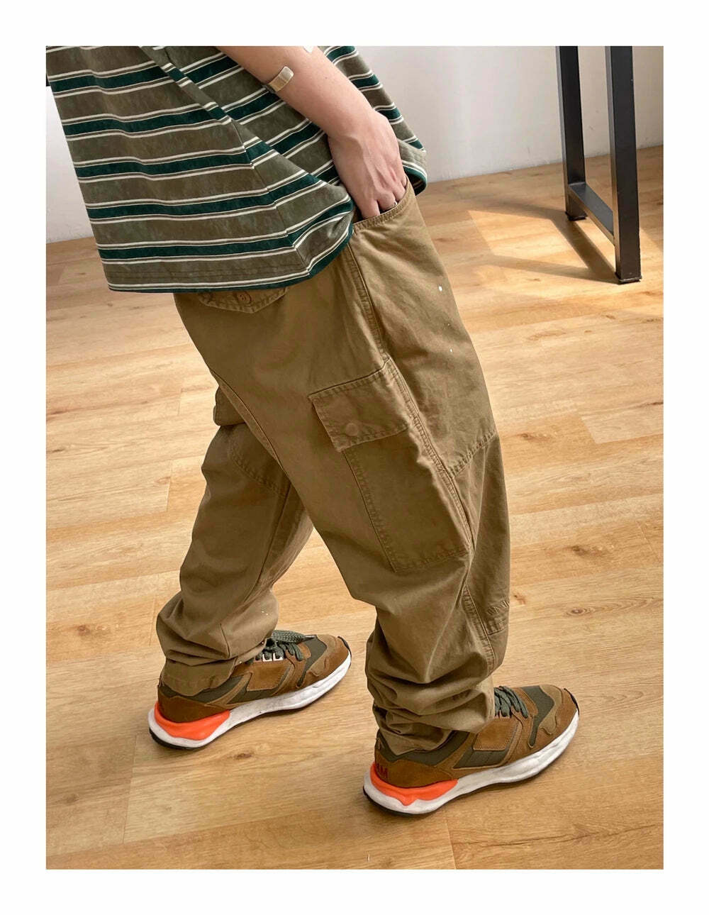 Y2K Aesthetic Contrast Waistband Cargo Pants with Paint Splash - Grunge Style Women's Fashion Y2K Aesthetic Contrast Waistband Cargo Pants with Paint Splash - Grunge Style Women's Fashion