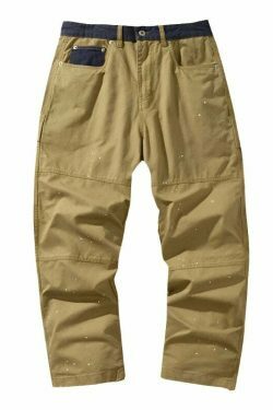 Y2K Aesthetic Contrast Waistband Cargo Pants with Paint Splash - Grunge Style Women's Fashion