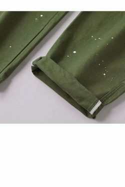 Y2K Aesthetic Contrast Waistband Cargo Pants with Paint Splash - Grunge Style Women's Fashion